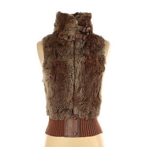 BCBGMaxAzria Rabbit Fur & Wool Vest, M